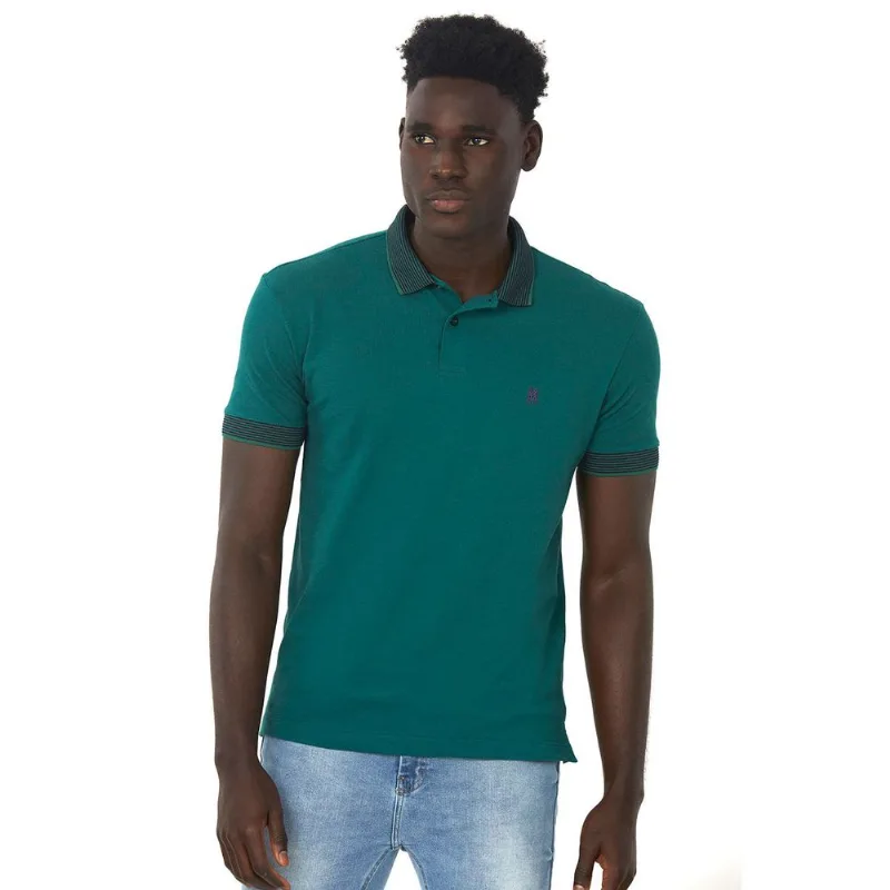 Polo Piquet Ramado Verde Escuro Polo Wear G