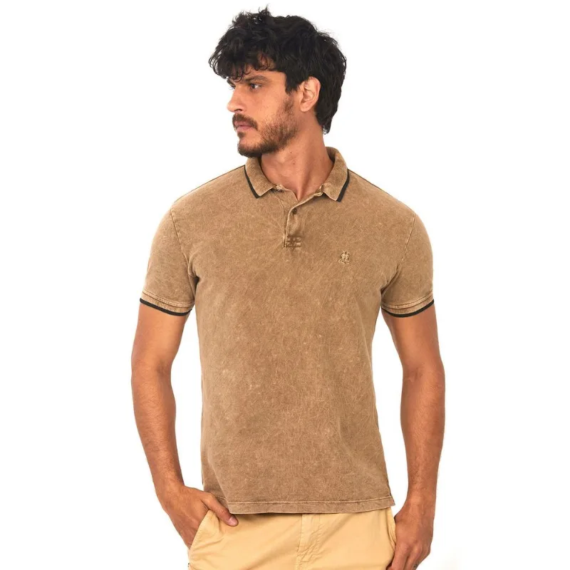 Polo Piquet Lavada Bege Médio Polo Wear G