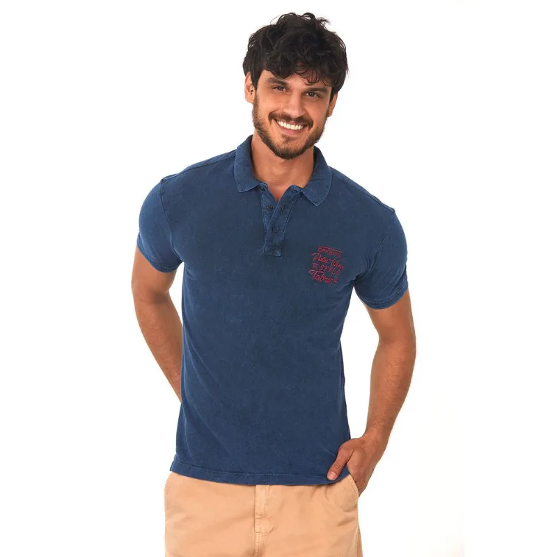 Polo Piquet Lavada Azul Escuro Polo Wear M