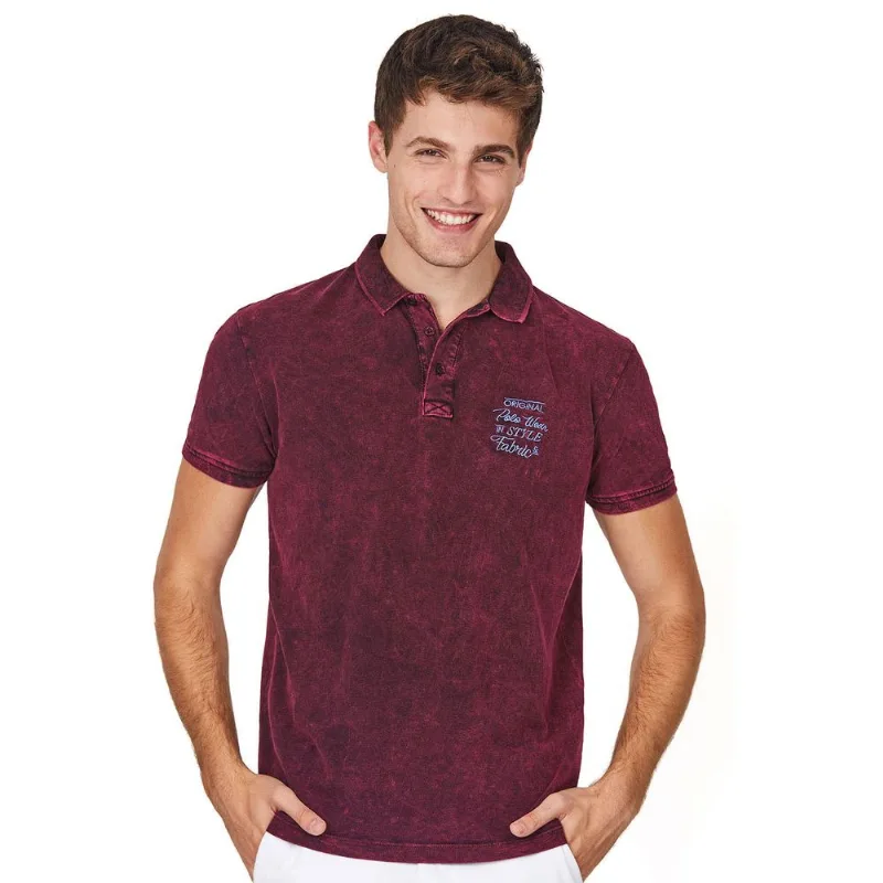 Polo Piquet Lavada Polo Wear Vermelho Escuro G