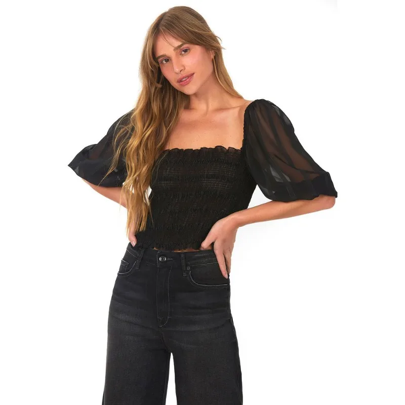 Blusa Lastex Manga Bufante Polo Wear Preto GG