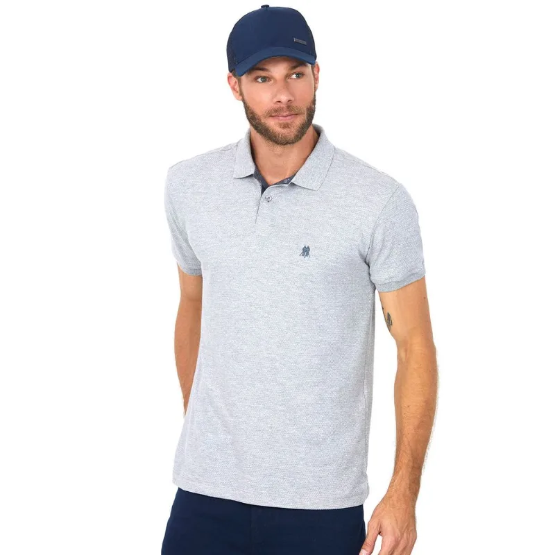 Polo Piquet Colmeia Polo Wear Mescla Claro Cinza GG