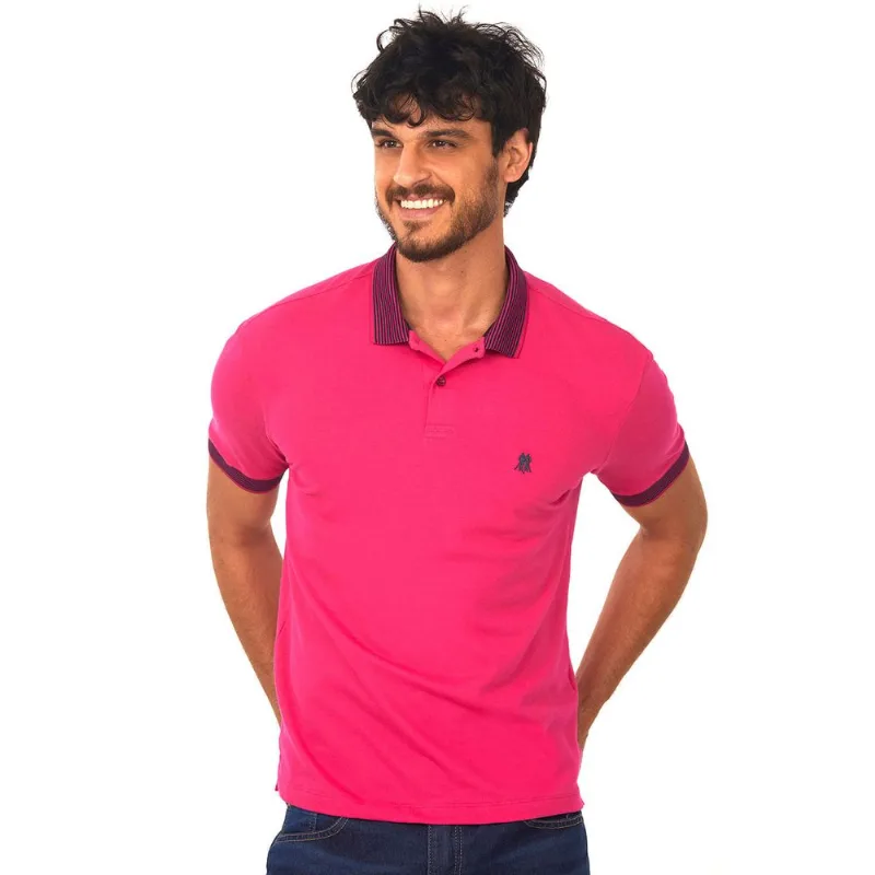 Polo Piquet Ramado Rosa Escuro Polo Wear M