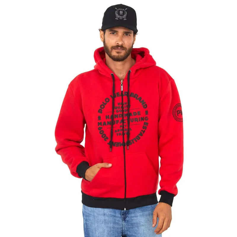 Blusa Moletom Aberto Polo Wear Vermelho Escuro M