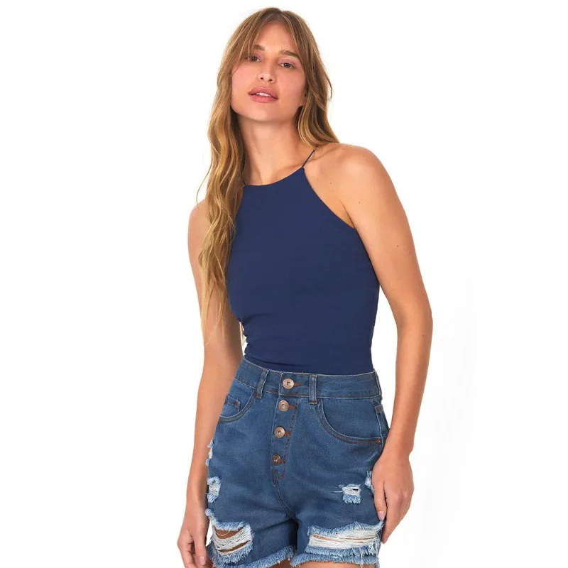 Top Cropped Alça Decote Americano Azul Escuro Polo Wear M