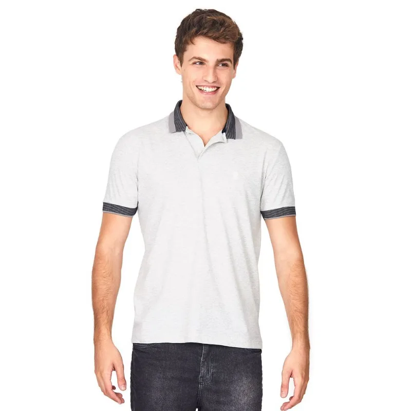Polo Piquet Polo Wear Mescla Claro Cinza M