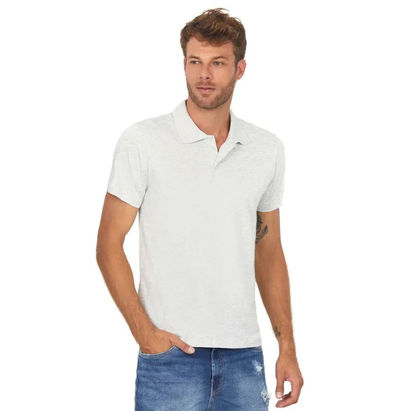 Polo Básica Malha Polo Wear Mescla Claro Cinza GG