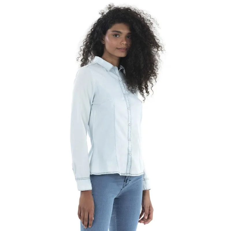 Camisa Jeans Feminina Azul Claro Polo Wear 135790 G