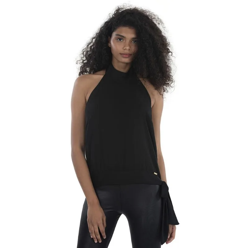 Blusa Frente Única Chiffon Polo Wear Preta Preto M