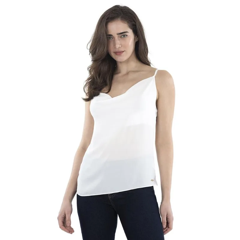 Blusa Alça Chiffon Off White Polo Wear 135916 Branco P