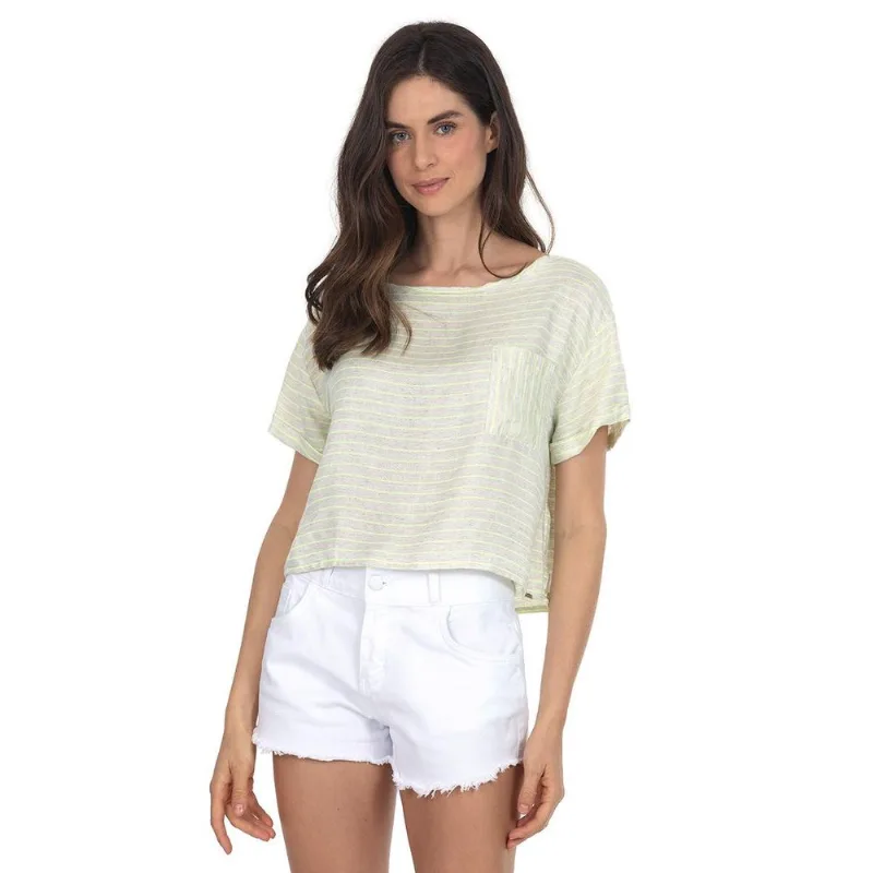 Blusa Resort Listras Neon Bege Claro Polo Wear GG