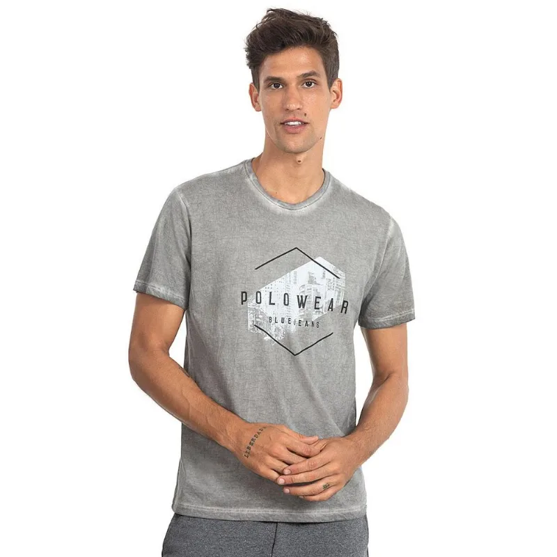 Camiseta Masculina Tingida Cinza Médio Polo Wear 70021 G