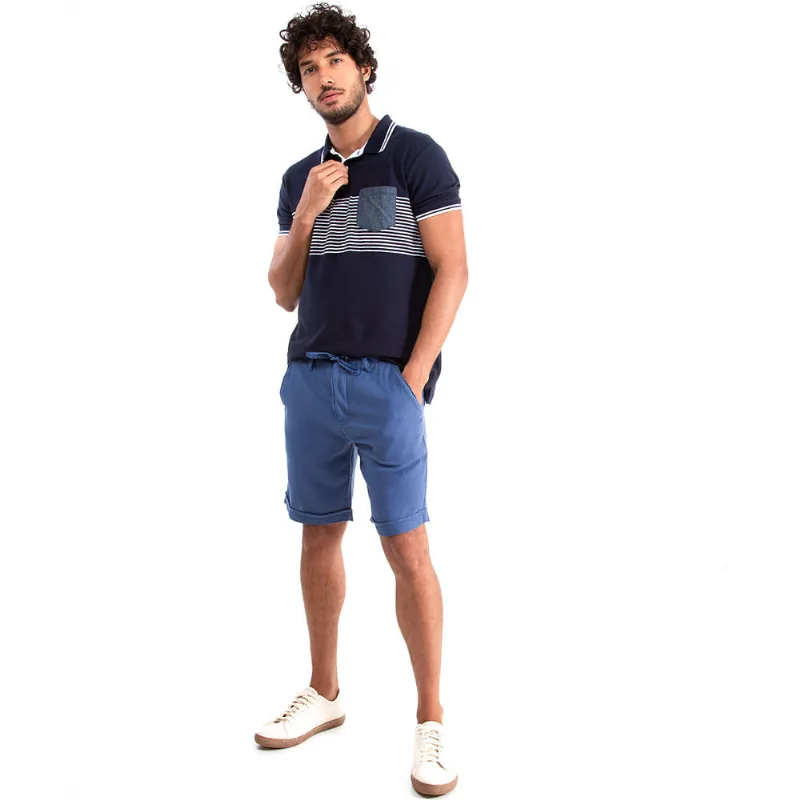 Bermuda Alfaiataria Com Cadarço Polo Wear Azul 46