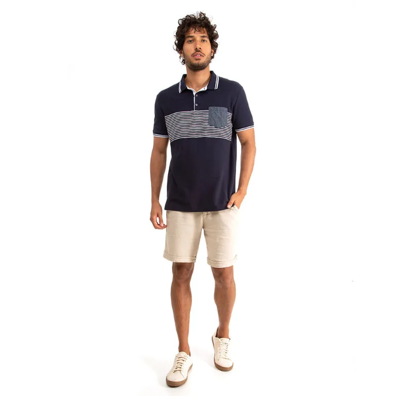 Bermuda Alfaiataria Com Cadarço Polo Wear Bege 40