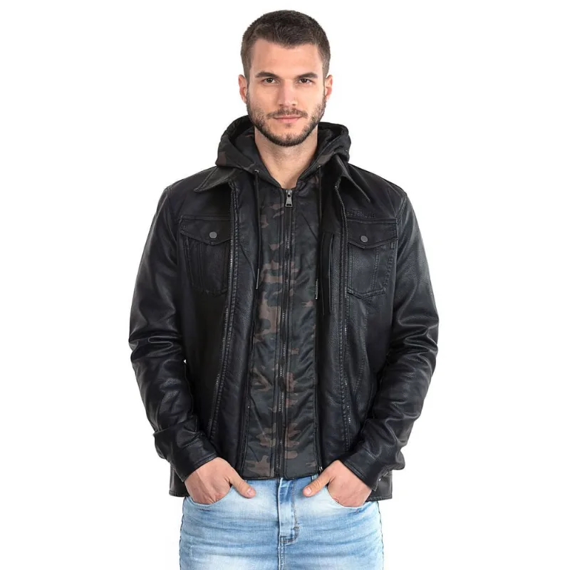 Jaqueta Pu Com Touca Polo Wear Camuflado Jaqueta Pu Com Touca Polo Wear G