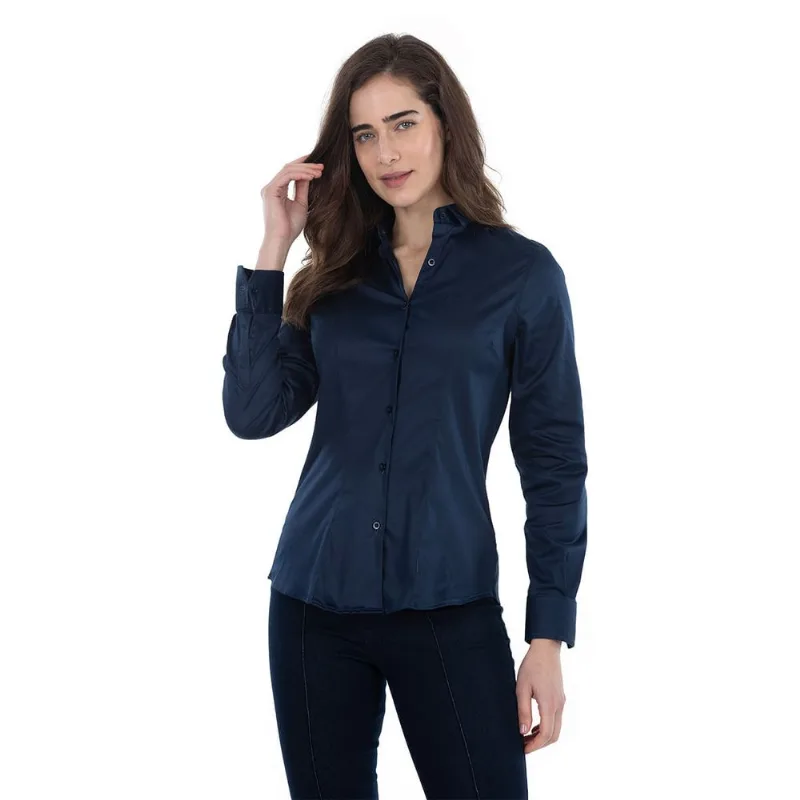 Camisa Manga Longa Feminina Marinho Polo Wear 52424 Azul 38