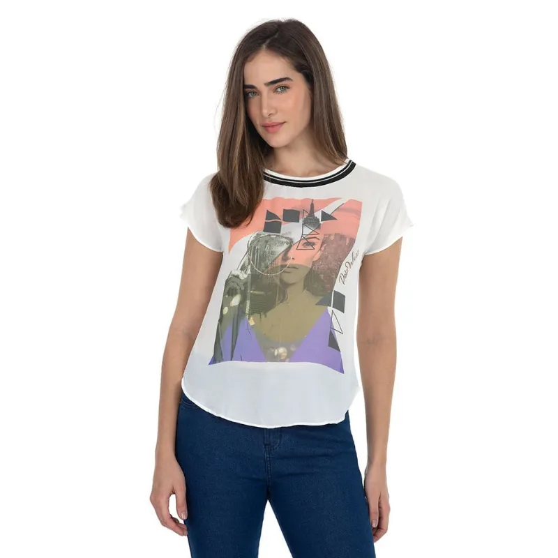 Blusa Sublimada Gola Retilinea Branco Polo Wear M