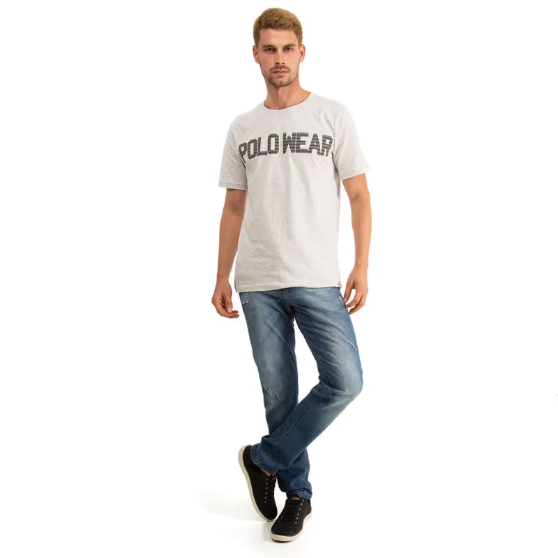 Camiseta Masculina Estampada 1 Polo Wear Cinza P