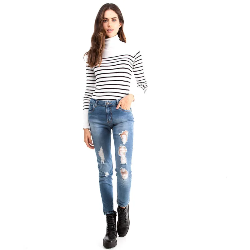 Blusa Tricot Gola Alta Polo Wear Branco G