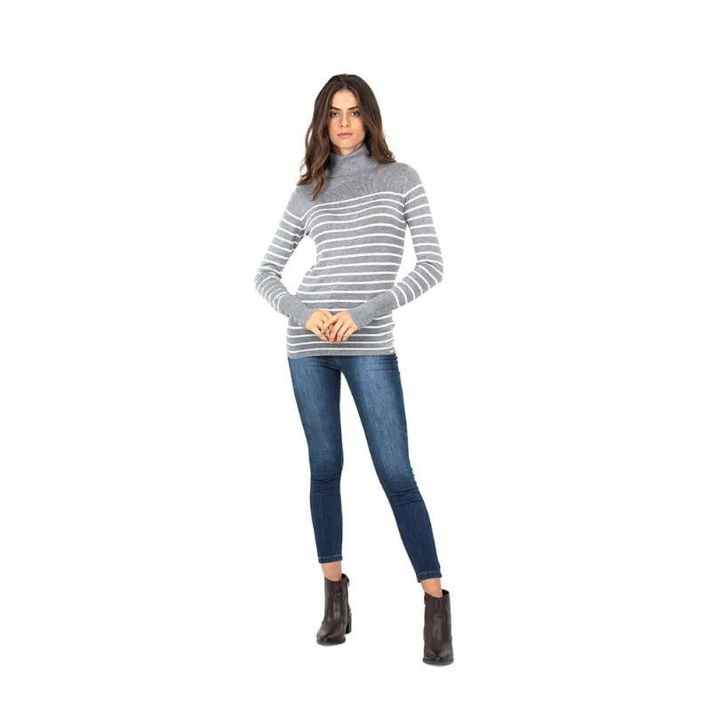 Blusa Tricot Gola Alta Polo Wear Cinza GG