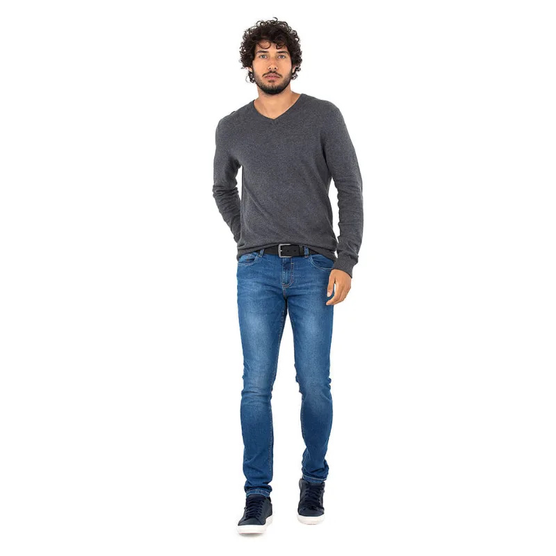 Blusa Tricôt Gola V Polo Wear Cinza P