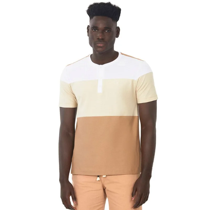 Camiseta Recorte Com Gola Portuguesa Polo Wear Bege Médio GG