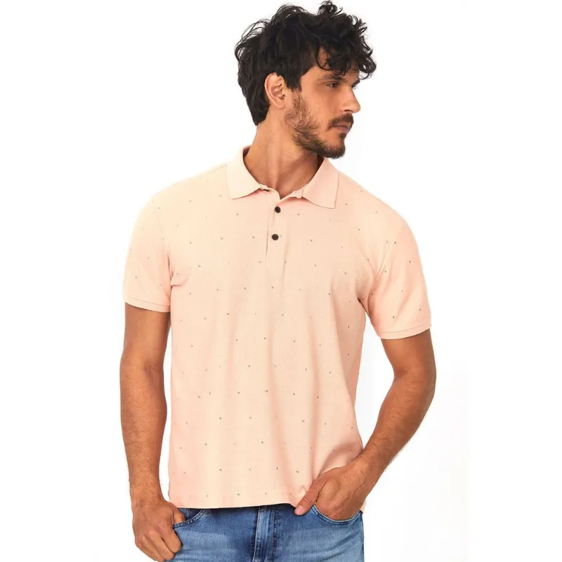 Polo Piquet Full Print Rosa Claro Polo Wear GG