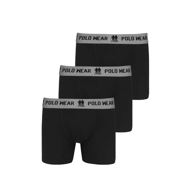 Kit 3 Cuecas Boxers Preta Polo Wear Preto GG