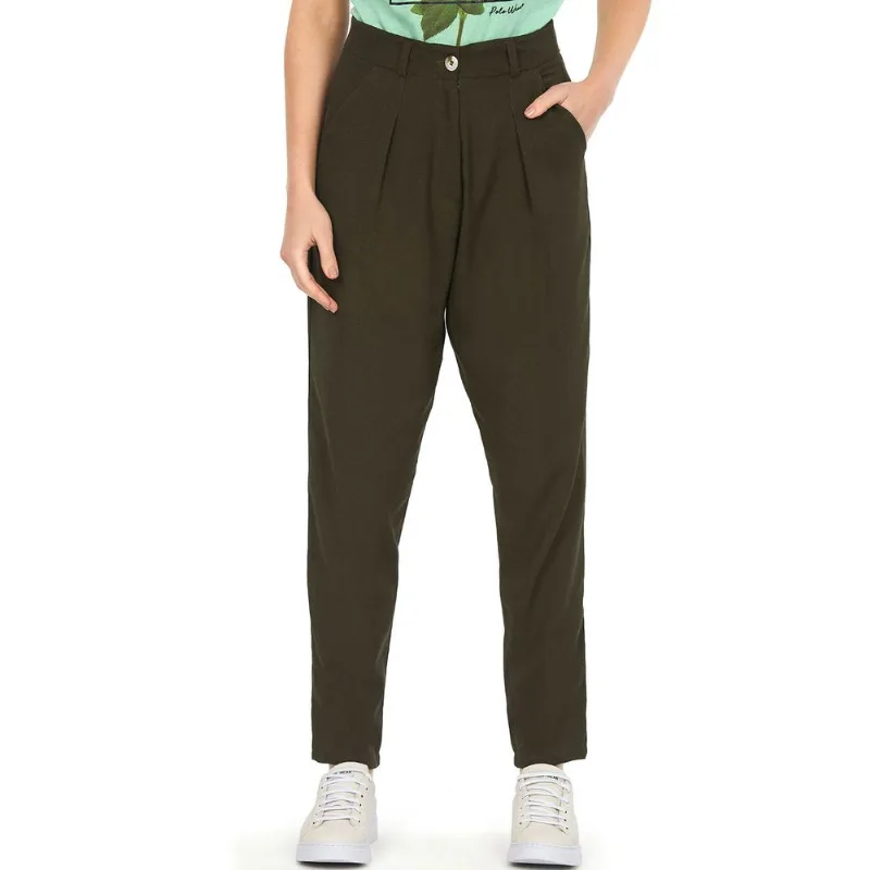 Calça De Linho Prega Frontal Polo Wear Verde Escuro G