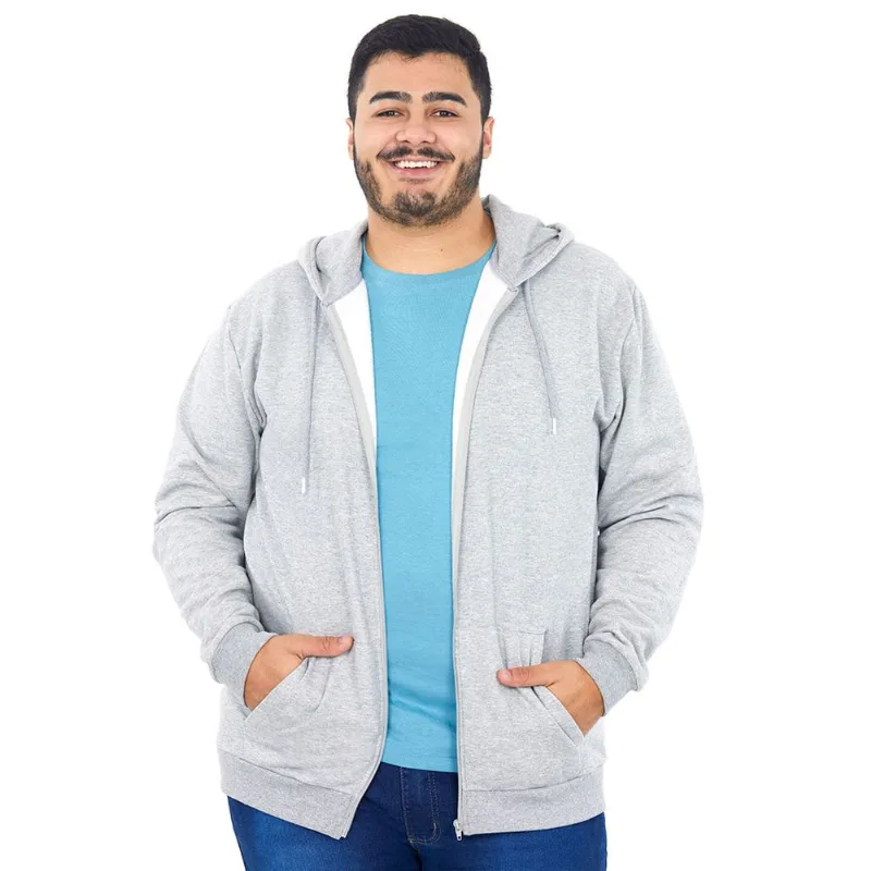 Moletom Aberto Com Bordado Polo Wear Mescla Cinza G5