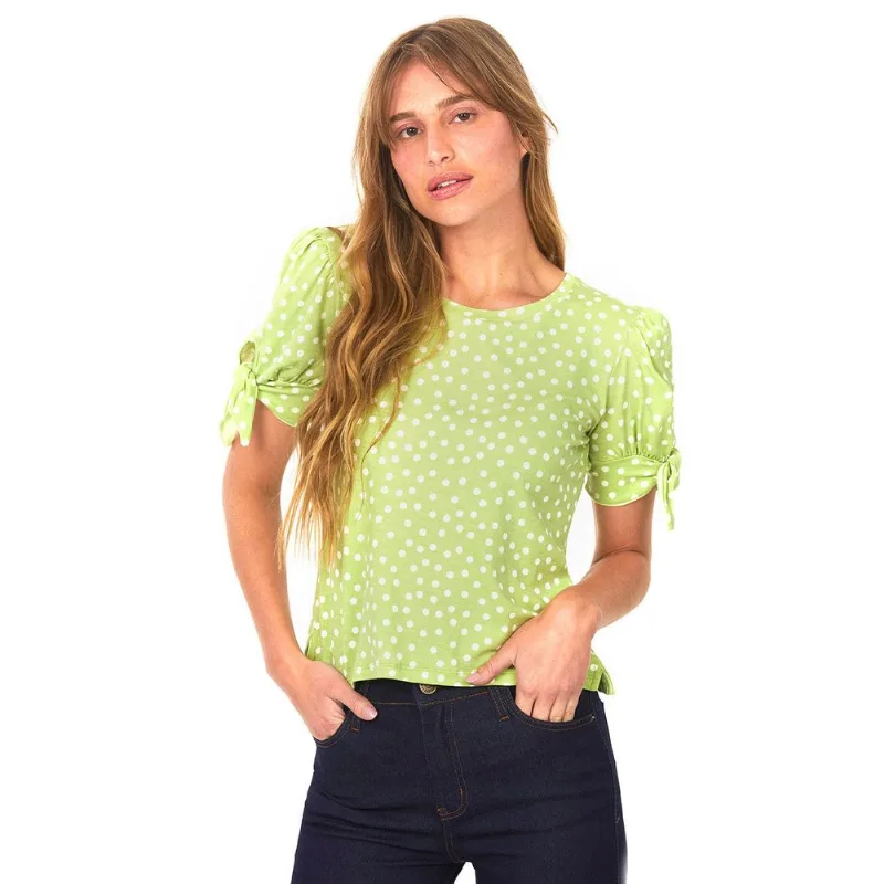 Blusa Estampada Detalhes Manga Polo Wear Verde Claro PP
