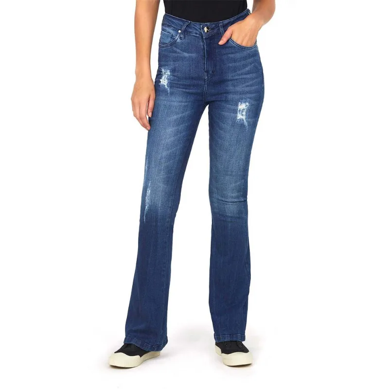 Calça Feminina Flare Polo Wear Jeans Escuro 42