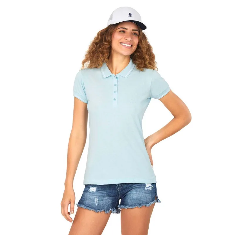 Polo Friso Feminino Polo Wear Azul Claro GG