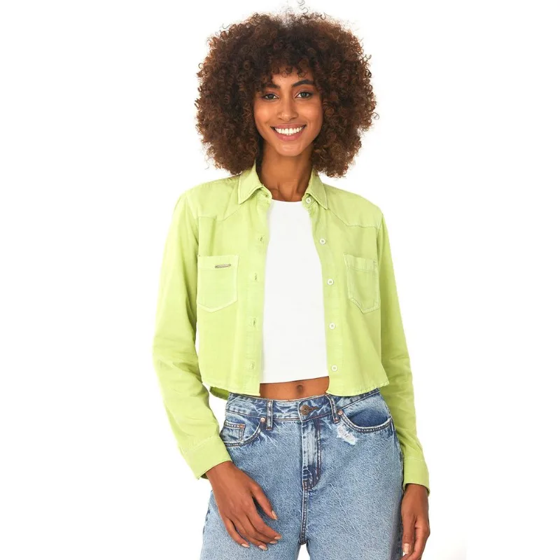 Camisa Feminina Seduza Cropped Polo Wear Verde Claro 36