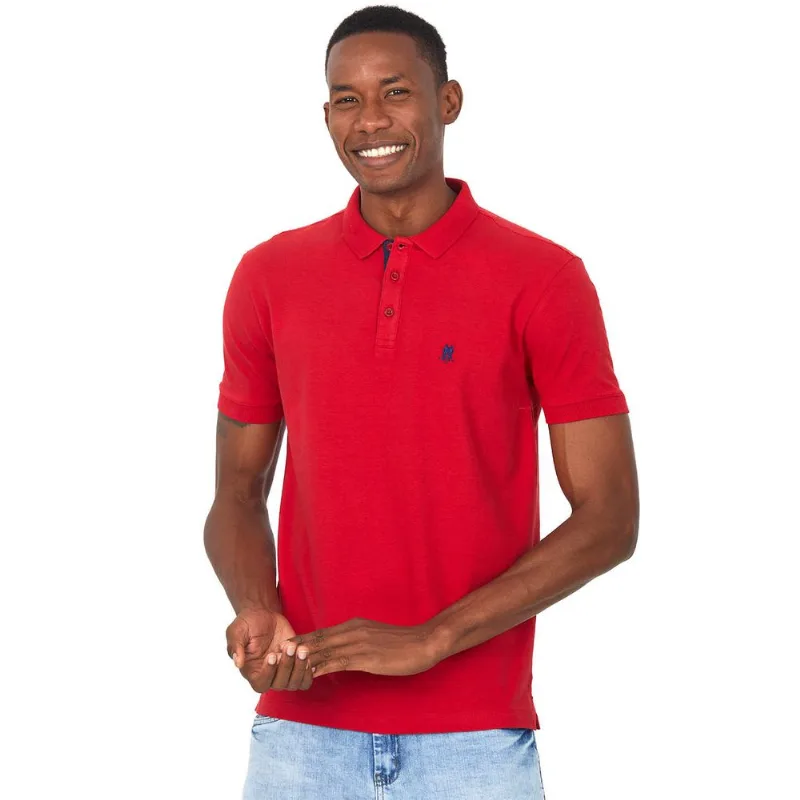 Polo Meia Malha Com Elastano Polo Wear Vermelho Escuro M