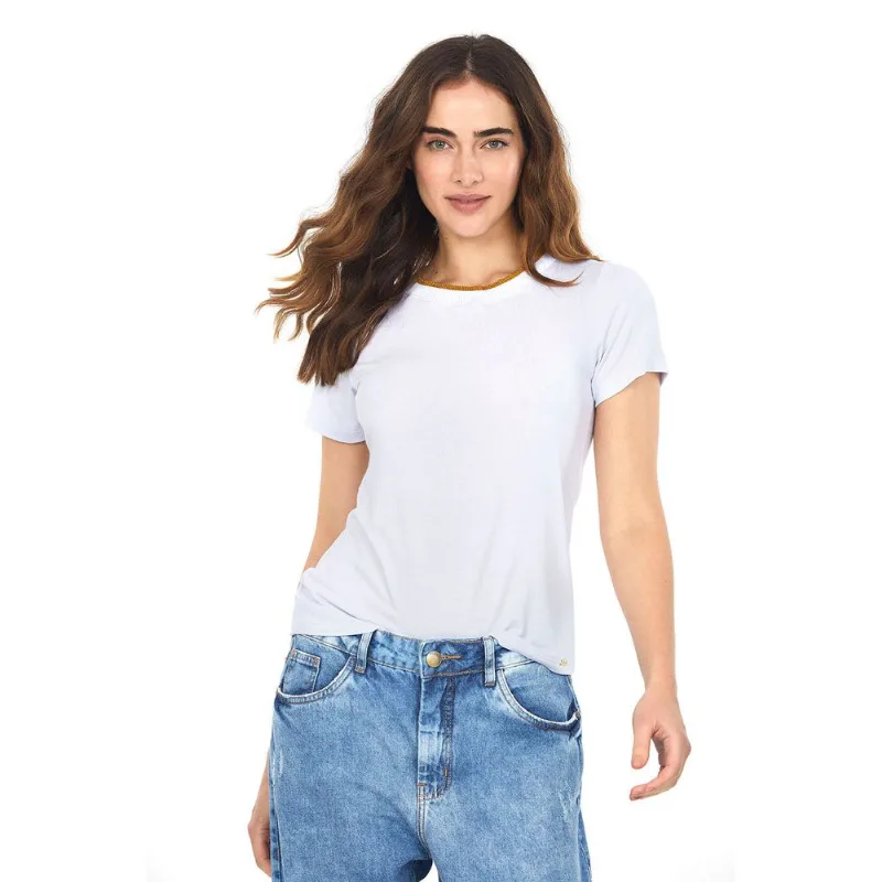 Blusa Com Detalhe Dourado Gola Polo Wear Branco G