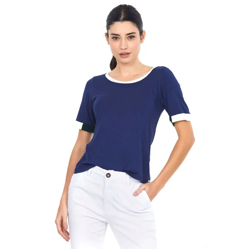 Blusa Detalhe Na Manga Polo Wear Azul Escuro M