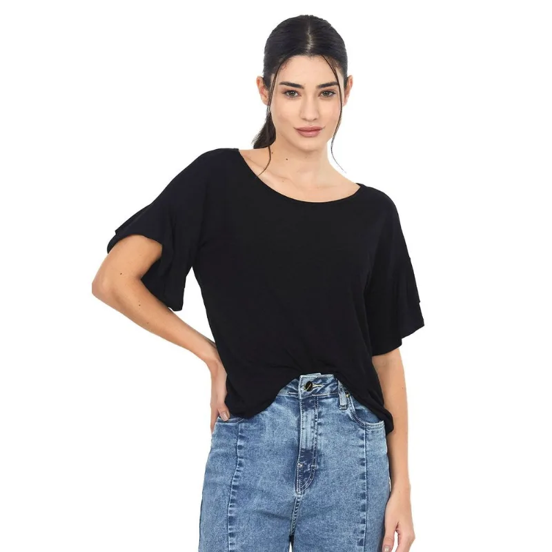 Blusa Manga Com Babado Polo Wear Preto P