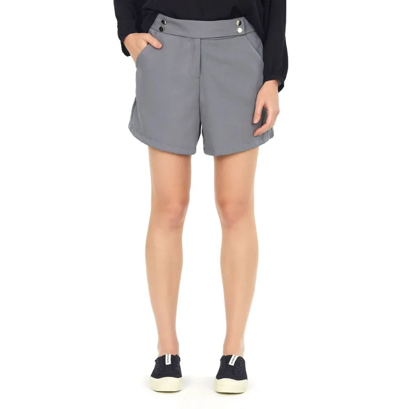 Short Alfaiataria Com Botão Polo Wear Cinza Médio G
