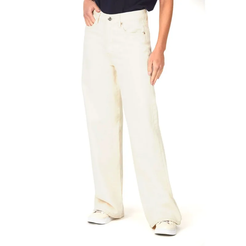 Calça Feminina Sarja Wide Leg Polo Wear Off White Branco 36