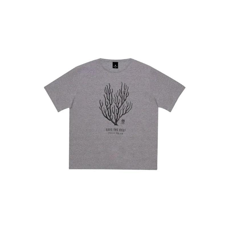 Camiseta Estampada Over Polo Wear Mescla Médio Cinza G2
