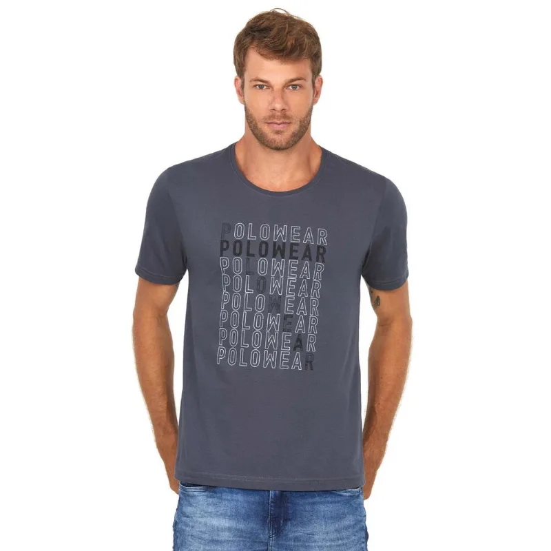 Camiseta Estampada Polo Wear Cinza Escuro P