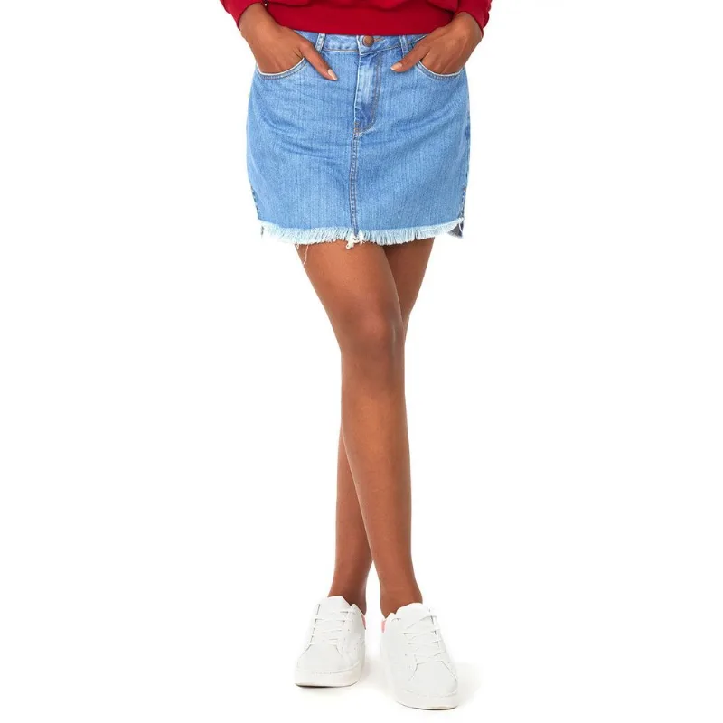 Saia Feminina Cintura Alta Polo Wear Jeans Claro 46
