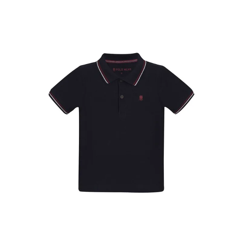 Polo Piquet Friso Gola Infantil Masculina Azul Escuro Polo Wear 14