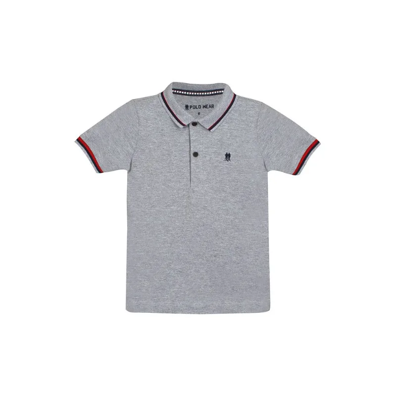 Polo Piquet Gola Retilinea Friso Infantil Masculina Mescla Claro Polo Wear Cinza 8