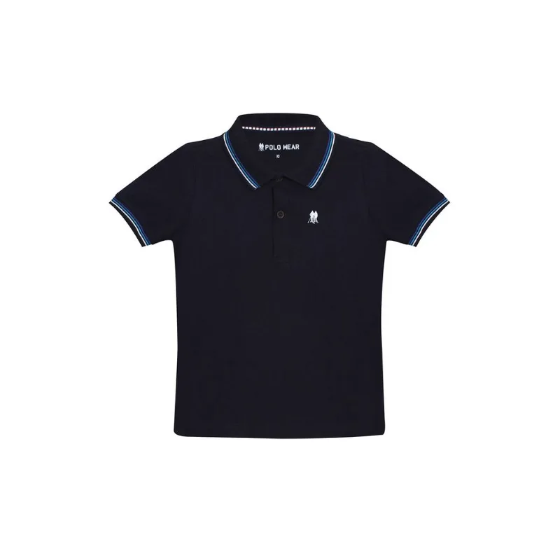 Polo Piquet Gola Retilinea Friso Infantil Masculina Polo Wear Azul Escuro 8