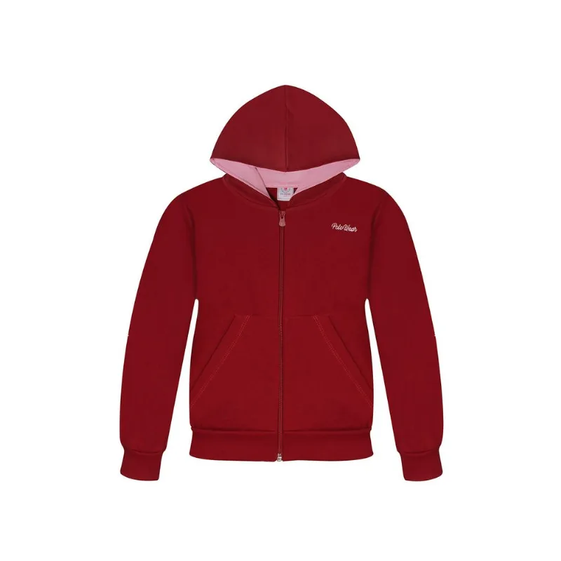 Jaqueta Infantil Feminina Moletom Bolso Vermelho Escuro Polo Wear 6