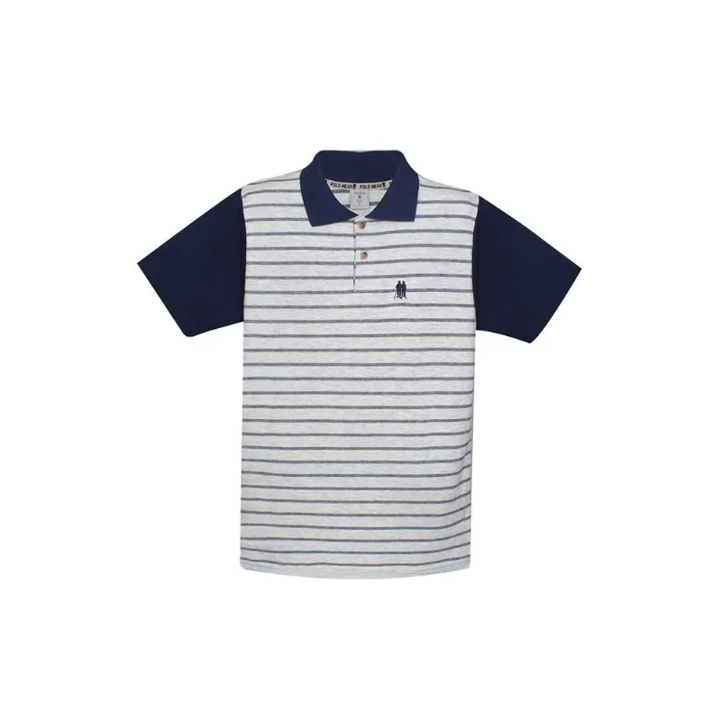Polo Listras Infantil Masculina Mescla Claro Polo Wear Cinza 14