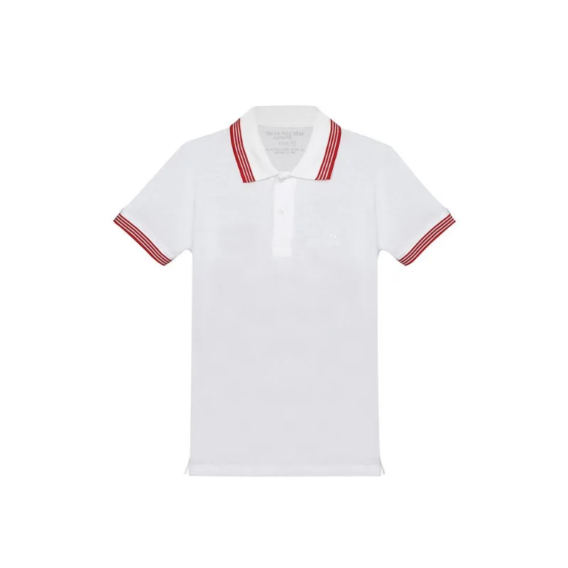 Polo Com Filete Em Piquet Liso Infantil Masculina Branco Polo Wear 14