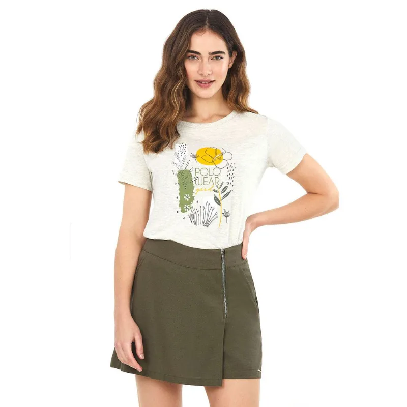 Camiseta Confort Plantas Polo Wear Mescla Claro Cinza M